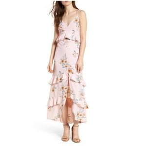 LUSH Tiered Maxi Dress Pink Floral